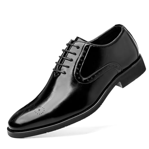 KYOESCAI Herren Hochzeitsschuhe Schnürhalbschuhe Klassischer Business Derby Oxford Brogue Schuhe Anzugschuhe,Schwarz,45 EU von KYOESCAI