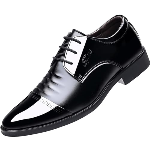 KYOESCAI Herren Schwarz Anzugschuhe Schnürhalbschuhe Klassischer Business Derby Oxford Hochzeit Schuhe,Schwarz,48 EU von KYOESCAI