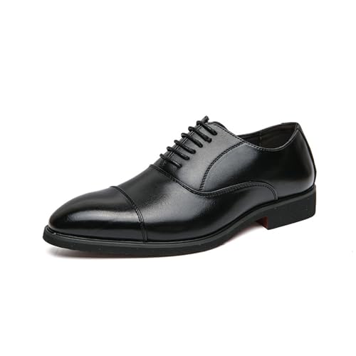 KYOESCAI Herren Schwarz Anzugschuhe Schnürhalbschuhe Klassischer Business Derby Oxford Hochzeit Schuhe Schnürschuh,Schwarz,47 EU von KYOESCAI