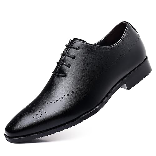KYOESCAI Hochzeitsschuhe Herren Anzugschuhe Schnürhalbschuhe Klassischer Business Derby Oxford Brogue Schuhe,Schwarz,42 EU von KYOESCAI