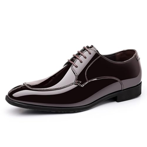 KYOESCAI Lederschuhe Herren Anzugschuhe Klassischer Business Oxford Schuhe Derby Hochzeit Schuhe,Braun,40 EU von KYOESCAI