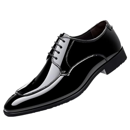 KYOESCAI Lederschuhe Herren Anzugschuhe Klassischer Business Oxford Schuhe Derby Hochzeit Schuhe,Schwarz,44 EU von KYOESCAI