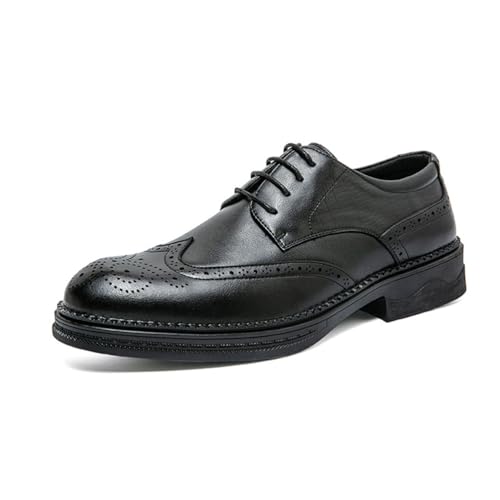 KYOESCAI Schwarz Anzugschuhe Herren Schnürhalbschuhe Klassischer Business Derby Oxford Hochzeit Brogue Schuhe,Schwarz,41 EU von KYOESCAI
