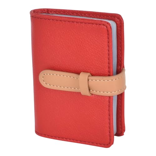 KYSUN PU Leder Kartenetui, Damen Herren Kartenetui Kartenmappe, Scheckkartenetui Leder, Kartenetui aus PU-Leder, Visitenkartenetui Leder Visitenkarten Aufbewahrung Geldbeutel für 26 Karten (Rot) von KYSUN