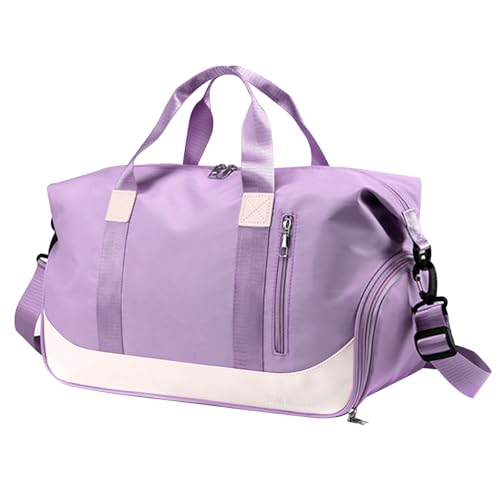 Sporttaschen Reisetasche für Damen Herren, Tasche für Sport Yoga Reisen, wasserdichte Trainingstasche mit Schuhfach/Nass-Trockenfach, Weekender Tasche Duffel Bags für Gym Wandern Urlaub (Hellviolett) von KYSUN