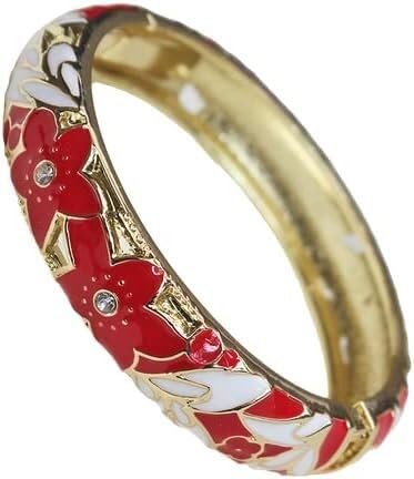 KYUEPONG Cloisonné-Armband, Emaille-Armband, Armreifen Cloisonné-Emaille, ethnische Armreifen, Federscharnier-Armbänder for Frauen(Red) von KYUEPONG