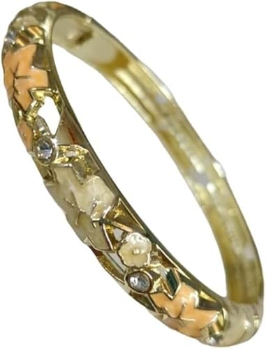 KYUEPONG Cloisonné-Armband, Emaille-Armband, Chinesischer Cloisonné-Emaille-Stern, kleiner Armreif mit Scharnier, Manschettenarmbänder for Frauen mit kleinem Handgelenk(Beige) von KYUEPONG