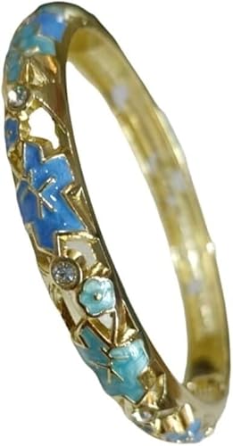 KYUEPONG Cloisonné-Armband, Emaille-Armband, Chinesischer Cloisonné-Emaille-Stern, kleiner Armreif mit Scharnier, Manschettenarmbänder for Frauen mit kleinem Handgelenk(Light blue) von KYUEPONG