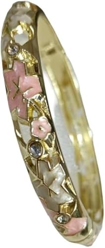 KYUEPONG Cloisonné-Armband, Emaille-Armband, Chinesischer Cloisonné-Emaille-Stern, kleiner Armreif mit Scharnier, Manschettenarmbänder for Frauen mit kleinem Handgelenk(Pink) von KYUEPONG