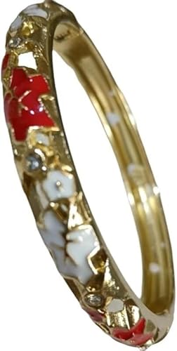 KYUEPONG Cloisonné-Armband, Emaille-Armband, Chinesischer Cloisonné-Emaille-Stern, kleiner Armreif mit Scharnier, Manschettenarmbänder for Frauen mit kleinem Handgelenk(Red) von KYUEPONG