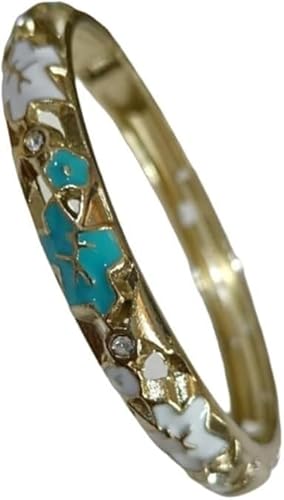 KYUEPONG Cloisonné-Armband, Emaille-Armband, Chinesischer Cloisonné-Emaille-Stern, kleiner Armreif mit Scharnier, Manschettenarmbänder for Frauen mit kleinem Handgelenk(Sky blue) von KYUEPONG