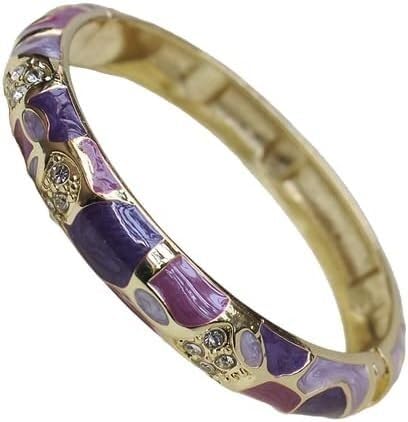 KYUEPONG Cloisonné-Armband, Emaille-Armband, Cloisonné Emaille Geometrische Strass Armreifen Armbänder Frauen Multi Farbe(Purple) von KYUEPONG