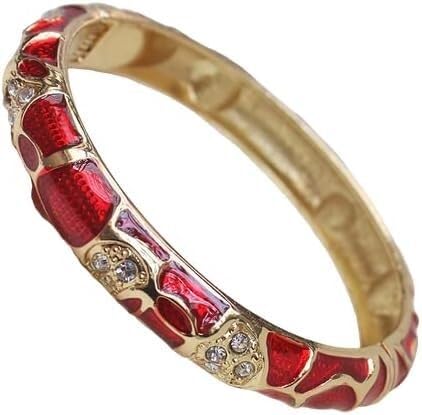 KYUEPONG Cloisonné-Armband, Emaille-Armband, Cloisonné Emaille Geometrische Strass Armreifen Armbänder Frauen Multi Farbe(Red) von KYUEPONG