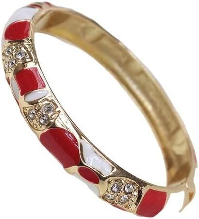 KYUEPONG Cloisonné-Armband, Emaille-Armband, Cloisonné Emaille Geometrische Strass Armreifen Armbänder Frauen Multi Farbe(White red) von KYUEPONG