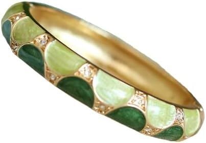 KYUEPONG Cloisonné-Armband, Emaille-Armband, Cloisonné-Emaille-Strass-Armreif mit Federscharnier for Damen(Green) von KYUEPONG