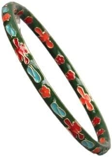 KYUEPONG Cloisonné-Armband, Emaille-Armband, Dünne Cloisonné-Armreifen, chinesische filigrane Emaille-Armbänder for Frauen(Green) von KYUEPONG
