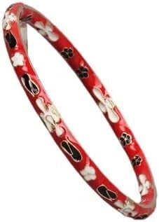 KYUEPONG Cloisonné-Armband, Emaille-Armband, Dünne Cloisonné-Armreifen, chinesische filigrane Emaille-Armbänder for Frauen(Red) von KYUEPONG