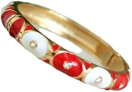 KYUEPONG Cloisonné-Armband, Emaille-Armband, Einzigartige klassische Cloisonné-Emaille-Armreifen in Kreisfarbe for Frauen(Red white) von KYUEPONG