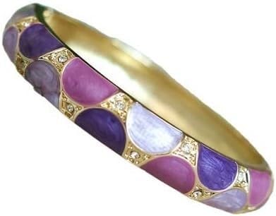 KYUEPONG Cloisonné-Armband, Emaille-Armband, Emaille Cloisonné Halbkreis Bunte Armreifen for FrauenStrass Vergoldung Feder Scharnier(Purple) von KYUEPONG
