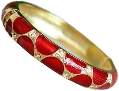 KYUEPONG Cloisonné-Armband, Emaille-Armband, Emaille Cloisonné Halbkreis Bunte Armreifen for FrauenStrass Vergoldung Feder Scharnier(Red) von KYUEPONG