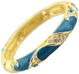 KYUEPONG Cloisonné-Armband, Emaille-Armband, Kleine Handgelenk Mode Cloisonné Manschette Armreifen vergoldet durchbrochene(Blue) von KYUEPONG