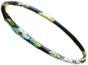 KYUEPONG Cloisonné Emaille Dünne Blumen Armreifen for Frauen Große Handgelenke,Armband Schmuck Geschenke(Black) von KYUEPONG