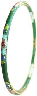 KYUEPONG Cloisonné Emaille Dünne Blumen Armreifen for Frauen Große Handgelenke,Armband Schmuck Geschenke(Green) von KYUEPONG
