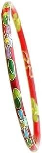 KYUEPONG Cloisonné Emaille Dünne Blumen Armreifen for Frauen Große Handgelenke,Armband Schmuck Geschenke(Red) von KYUEPONG