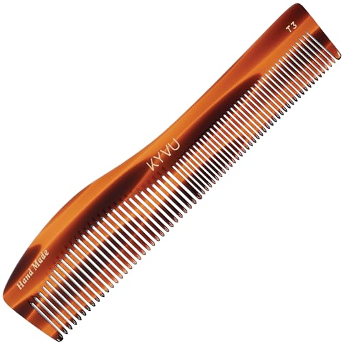 KYVU Handgefertigter Zelluloseacetat-Kamm T3, 20,3 cm, feine und grobe Zähne, Schildpatt-Farbe, Haarstyling für Männer und Frauen KYVU Handgefertigter Zelluloseacetat-Kamm T3, 20,3 cm, feine und grobe Zähne, Schildpatt-Farbe, Haarstyling für Männer und Frauen von KYVU