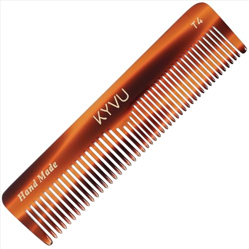 KYVU Handgefertigter Zelluloseacetat-Kamm T4, 12,9 cm, feine und grobe Zähne, Schildpatt-Farbe, Haarstyling für Männer und Frauen KYVU Handgefertigter Zelluloseacetat-Kamm T4, 12,9 cm, feine und grobe Zähne, Schildpatt-Farbe, Haarstyling für Männer und Frauen von KYVU