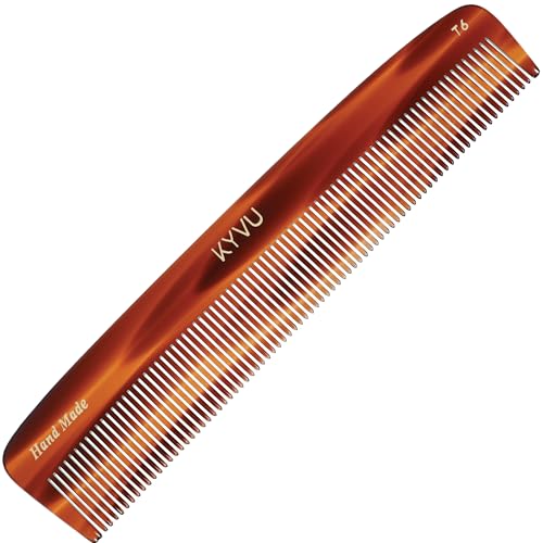 KYVU Handgefertigter Zelluloseacetat-Kamm T6, 20,3 cm, feine Zähne, Schildpatt-Farbe, Haarstyling für Männer und Frauen KYVU Handgefertigter Zelluloseacetat-Kamm T6, 20,3 cm, feine Zähne, Schildpatt-Farbe, Haarstyling für Männer und Frauen von KYVU