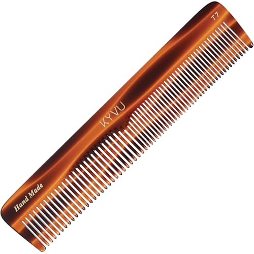 KYVU Handgefertigter Zelluloseacetat-Kamm T7, 18,7 cm, feine und grobe Zähne, Schildpatt-Farbe, Haarstyling für Männer und Frauen KYVU Handgefertigter Zelluloseacetat-Kamm T7, 18,7 cm, feine und grobe Zähne, Schildpatt-Farbe, Haarstyling für Männer und Frauen von KYVU