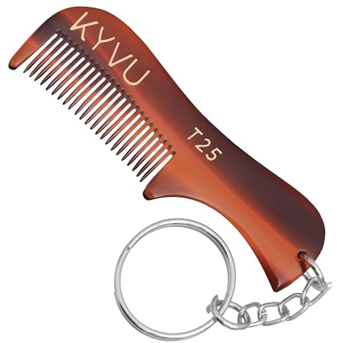 KYVU T25 Bart- & Schnurrbartkamm mit Schlüsselanhänger - Handgefertigter Kamm für Männer - 7,5 cm - Zelluloseacetat - Reisefreundliches Design KYVU T25 Bart- & Schnurrbartkamm mit Schlüsselanhänger - Handgefertigter Kamm für Männer - 7,5 cm - Zelluloseacetat - Reisefreundliches Design von KYVU
