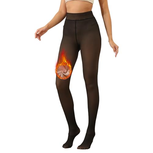 KYWLCO Thermo Strumpfhose Damen, Strumpfhosen Damen Winter, Gefüttert Gefälschte Durchscheinend Plüschstrümpfe Pantyhose Thermostrumpfhose Warme Fleece Strumpfhose von KYWLCO