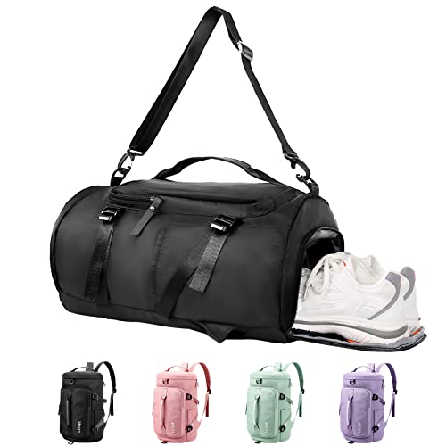 KYYLZ Sporttasche für Damen und Herren Reisetasche mit Schuhfach und Nassfach,33L Weekender Tasche Trainingstasche Schwimmtasche Fitnesstasche Handgepäck Tasche Rucksack für Sport Yoga Urlaub Schwarz von KYYLZ