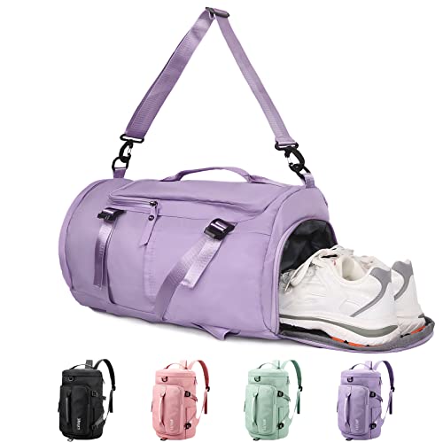 KYYLZ Sporttasche für Damen und Herren Reisetasche mit Schuhfach und Nassfach,33L Weekender Tasche Trainingstasche Schwimmtasche Fitnesstasche Handgepäck Tasche Rucksack für Sport Yoga Urlaub Violett von KYYLZ