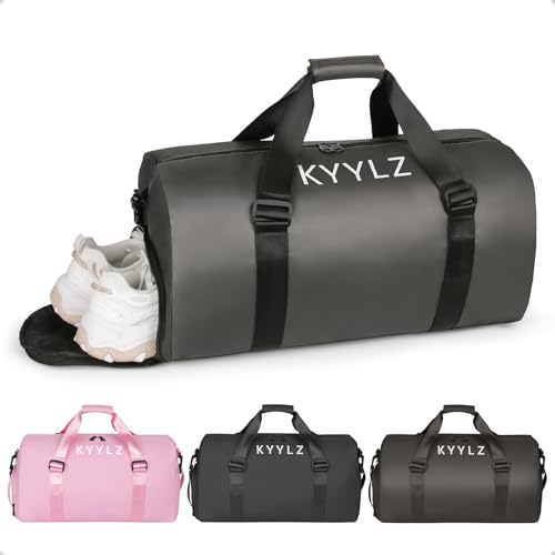 KYYLZ Sporttaschen für Damen und Herren,Reisetasche und Handtaschen,Sporttasche mit Schuhfach und Nassfach,Schwimmtasche Weekender Trainingstasche Tasche für Gym Fitness Urlaub Übernachtung Champagner von KYYLZ