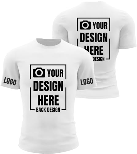 KYZMZ Maßgeschneiderte T-Shirts – Unisex Crewneck T-Shirt, gestalten Sie Ihr eigenes Design mit Bild, Text oder Logo, Druck auf Vorder- und Rückseite. Personalisieren Sie Ihre T-Shirts mit Bild, Foto von KYZMZ