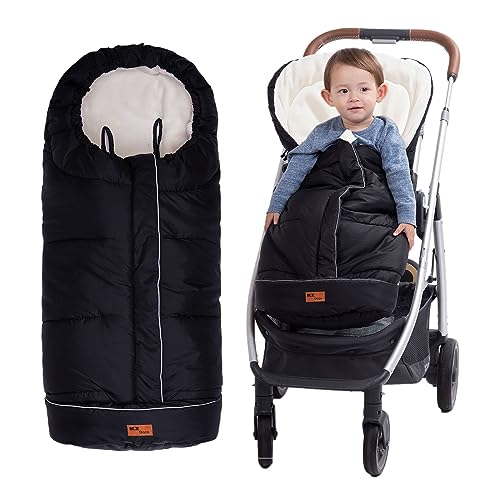 KZ Dotnz Winter Warm Stroller Fußsack mit Innenseite, 100 % natürliches Lambskin Fur Matt, wasserdicht, Baby Stroller Bunting Bag, Cente und Botton Open for Easy In&Out, Universal Fit alle Stroller von KZ Dotnz