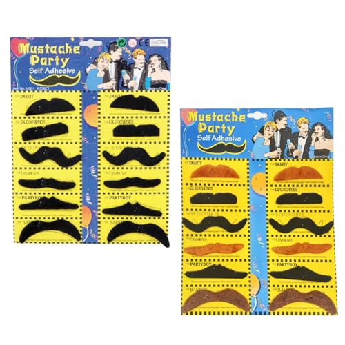 24 Stück Schnurrbart zum Ankleben, Schnurrbart Selbstklebend, Karneval Bärte Kleben, Party Bart für Weihnachtsfeier Geburtstag Halloween und Partei von KZAQW