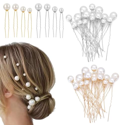 32 Stück Haarnadeln Hochzeit, Hochzeit Perle Haarnadeln für Braut, 4 Größen, für Hochzeit Prom Party Mädchen von KZAQW