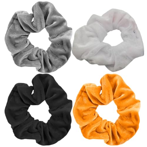 4 Stück Haargummis Damen, Scrunchies Samt, mit Reißverschluss Tasche, Mädchen Elastische Zopfgummis, Samt Scrunchies mit versteckter Reißverschlusstasche, Elastische Haarbänder von KZAQW