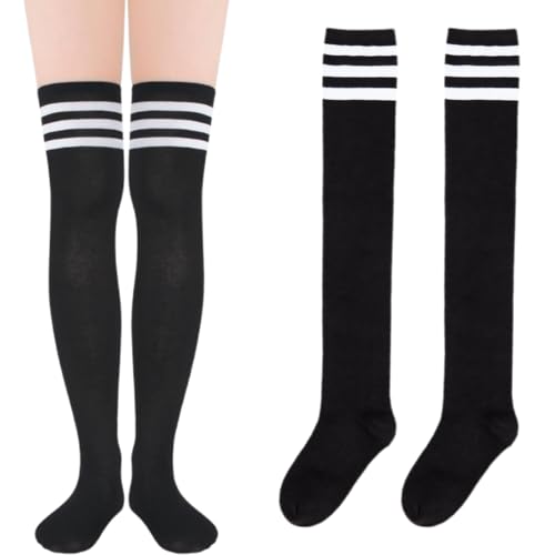 Damen Extra Lange Socken Überknie Kniestrümpfe Overknee Strümpfe Lange Gestreifte Socken Lässige Hoch Booten Strümpfe Oberschenkelhohe Socken (70cm) von KZAQW