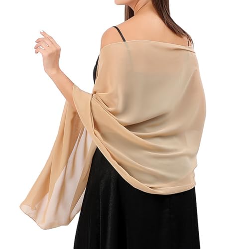 Sheer Chiffon Tücher und Wraps für Abendkleider, Damen leichter weicher Schal für Hochzeit Braut Schultertuch Stola Festlich für Abendkleid von KZAQW