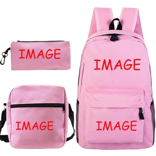 Benutzerdefinierte DIY Rucksack Set Studenten 3 Teile/Satz Personalisierte Logo Schulter Taschen Männer Schule Buch Taschen Color3,42X16X29CM von KZHPLXQ