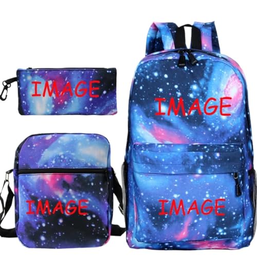 Benutzerdefinierte DIY Rucksack Set Studenten 3 Teile/Satz Personalisierte Logo Schulter Taschen Männer Schule Buch Taschen Color5,42X16X29CM von KZHPLXQ
