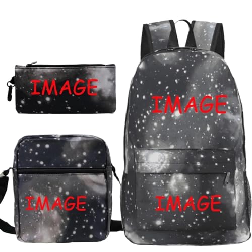 Benutzerdefinierte DIY Rucksack Set Studenten 3 Teile/Satz Personalisierte Logo Schulter Taschen Männer Schule Buch Taschen Color6,42X16X29CM von KZHPLXQ