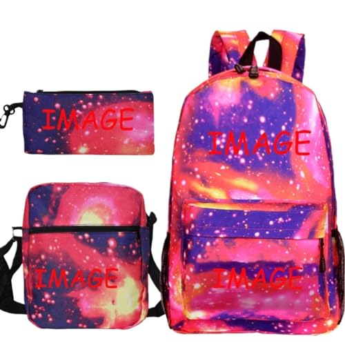 Benutzerdefinierte DIY Rucksack Set Studenten 3 Teile/Satz Personalisierte Logo Schulter Taschen Männer Schule Buch Taschen Color7,42X16X29CM von KZHPLXQ