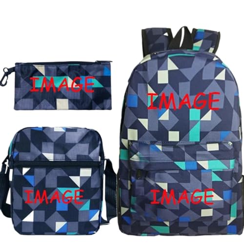 Benutzerdefinierte DIY Rucksack Set Studenten 3 Teile/Satz Personalisierte Logo Schulter Taschen Männer Schule Buch Taschen Color8,42X16X29CM von KZHPLXQ