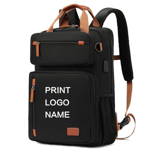 Benutzerdefinierte Logo -Rucksack -Männer Personalisierte Multifunktionale Reise- und Business -Laptop -Tasche Gedrucktes Name Muster Perfect Company Geschenk Black,15 inches von KZHPLXQ